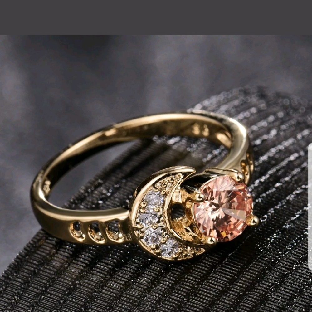 18K Gold Filled Yellow Sapphire Moon Ring - Picture 3 of 5